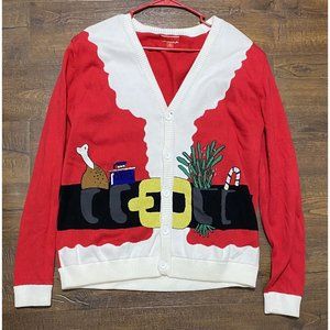 Ugly Christmas Sweater  Womens Large Santa Claus Style Button Front